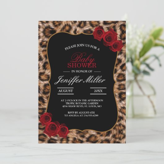 Leopard Spots Fur Jaguar Tierkatzenmuster Einladung (Stehend Vorderseite)