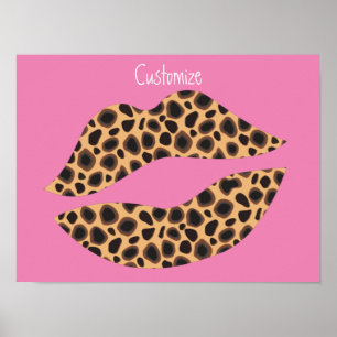 Leopard Spots Lipstick Kiss Poster