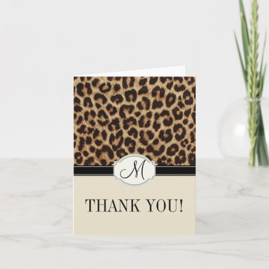 Leopard Spots Monogram Thank You Dankeskarte (Vorderseite)