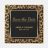 Leopard Spots Muster Elegantes Gold Save the Date Magnet (Vorne)