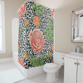 Leopard-Spots Orangefarbenes Tiermuster Duschvorhang (Beispiel)