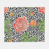 Leopard-Spots Orangefarbenes Tiermuster Fleecedecke (Vorderseite (Horizontal))