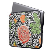 Leopard-Spots Orangefarbenes Tiermuster Laptopschutzhülle (Vorderseite Links)