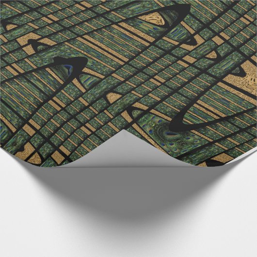 Leopard Spots Peacock Feathers Modern Geometric Geschenkpapier (Ecke)
