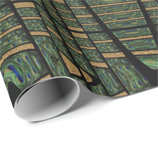 Leopard Spots Peacock Feathers Modern Geometric Geschenkpapier (Rolleneckpunkt)