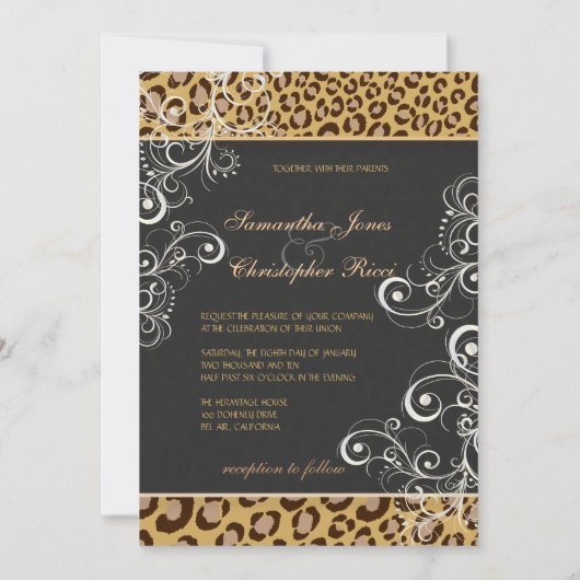 LEOPARD SPOTS+PEARL WIRBEL/VINTAG EINLADUNG (Rückseite)