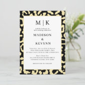 Leopard-Spots Schwarz-Gold-Hochzeit Einladung (Stehend Vorderseite)