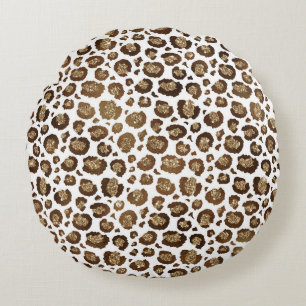 Leopard Spots Wildtiere Golden Glitzer Safari Rundes Kissen