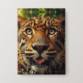 Leopard Stares beim Wasserlappen im Dschungel Button (Vorderseite)