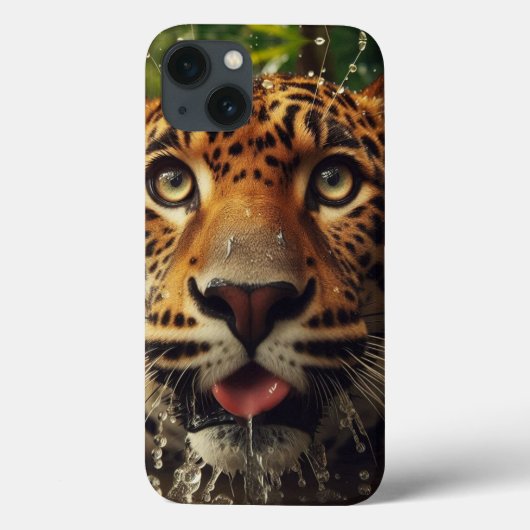 Leopard Stares beim Wasserlappen im Dschungel Case-Mate iPhone Hülle (Rückseite)