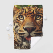 Leopard Stares beim Wasserlappen im Dschungel Golfhandtuch (Insitu)