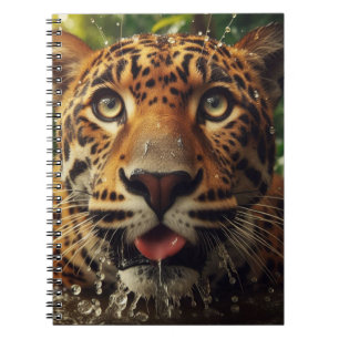 Leopard Stares beim Wasserlappen im Dschungel Notizblock