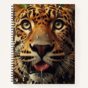 Leopard Stares beim Wasserlappen im Dschungel Notizblock