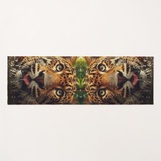 Leopard Stares beim Wasserlappen im Dschungel Yogamatte (Vorderseite (Horizontal))