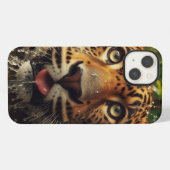 Leopard starrt beim Wassertrinken im Dschungel iPhone Hülle (Rückseite (Horizontal))
