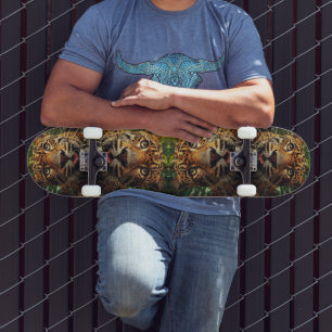 Leopard starrt beim Wassertrinken im Dschungel Skateboard