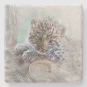 Leopard Steinuntersetzer (Vorderseite)