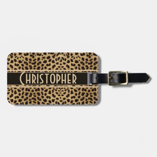 Leopard-Stellen-Adresse personalisiert Gepäckanhänger (Vorderseite horizontal)