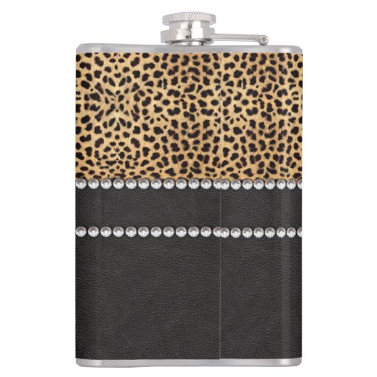 Leopard-Stellen-diamante de imitación-Diamanten Flachmann (Rückseite)