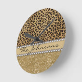Leopard-Stellen-Familien-Nachname Runde Wanduhr (Winkel)