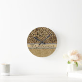 Leopard-Stellen-Familien-Nachname Runde Wanduhr (Zuhause)