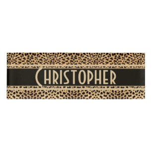 Leopard-Stellen-Haut-Druck personalisiert Namenschild