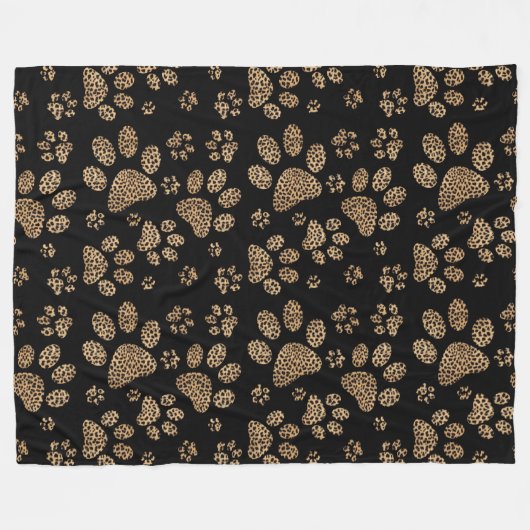 Leopard-Stellen-Haut-Tatzen-Drucke Fleecedecke (Vorderseite (Horizontal))