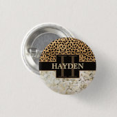 Leopard-Stellen-Marmor-Monogramm-Name Button (Vorne & Hinten)