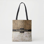 Leopard-Stellen-Marmor-Monogramm Tasche (Vorderseite)