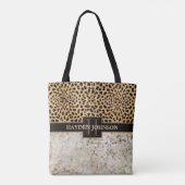 Leopard-Stellen-Marmor-Monogramm Tasche (Rückseite)