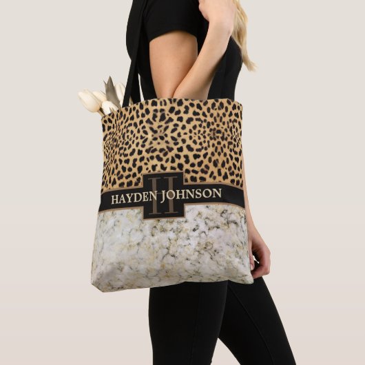 Leopard-Stellen-Marmor-Monogramm Tasche (Von Nahem)