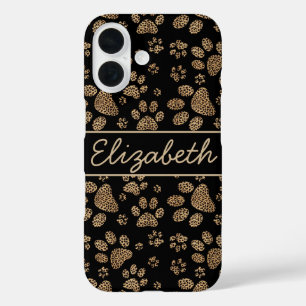 Leopard-Stellen-Tatze druckt personalisiertes iPhone 16 Hülle