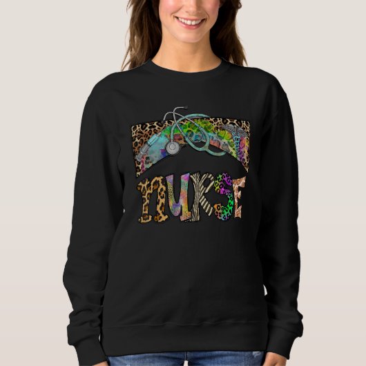 Leopard-Stethoskop Krankenschwester Leben Western Sweatshirt (Vorderseite)