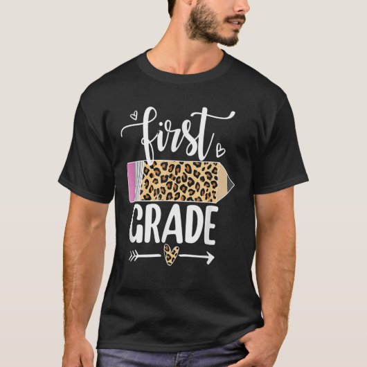 Leopard-Stift erster Klasse 1 Schultag T-Shirt (Vorderseite)
