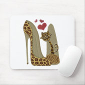 Leopard-Stilett-Schuh-und Katzen-Kunst Mousepad (Mit Mouse)