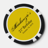 Leopard Stiletto 21. Geburtstag gelb schwarz Pokerchips (Rückseite)