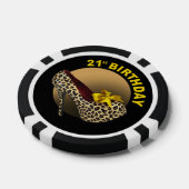 Leopard Stiletto 21. Geburtstag gelb schwarz Pokerchips (Einzeln)