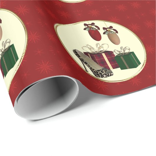 Leopard Stiletto Urlaubsgeschenke Packpapier (Rolleneckpunkt)