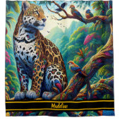 Leopard-Stille: Kühnes tropisches Design Duschvorhang (Vorderseite)