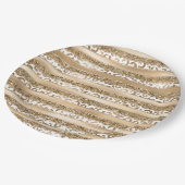 Leopard-Streifen aus Gold Glitzer Pappteller (Schrägansicht)