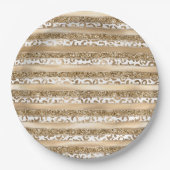 Leopard-Streifen aus Gold Glitzer Pappteller (Vorderseite)