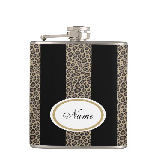 Leopard Streifen elegant modernen kuscheligen Name Flachmann (Vorderseite)