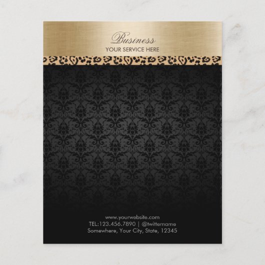 Leopard Striped Dark Damask Gold Border Salon Well Flyer (Hinten)