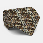 Leopard Style Brown Black Square Muster Krawatte (Gerollt)