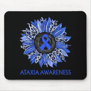 Leopard Sunflower Ataxia Awareness Blue Ribbon Sup Mousepad