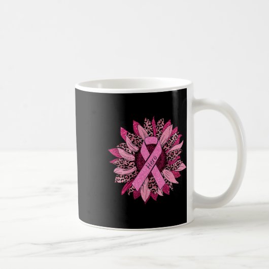 Leopard Sunflower Cheetah Brustkrebs Bewusstsein Kaffeetasse (Rechts)