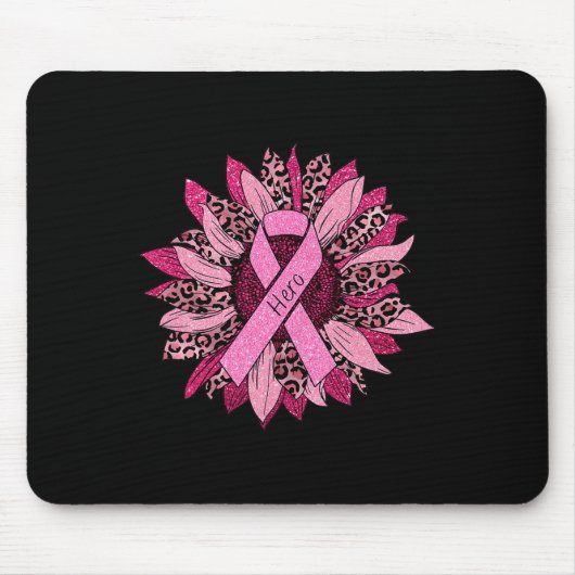 Leopard Sunflower Cheetah Brustkrebs Bewusstsein Mousepad (Vorne)
