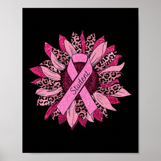 Leopard Sunflower Cheetah Brustkrebs Student Poster (Vorne)