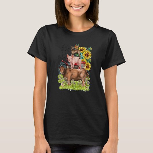 Leopard Sunflower Farm Animals Vegan Life Is About T-Shirt (Vorderseite)