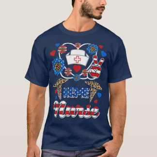 Leopard Sunflower HEME Nurse American Flag Fabel 4 T-Shirt